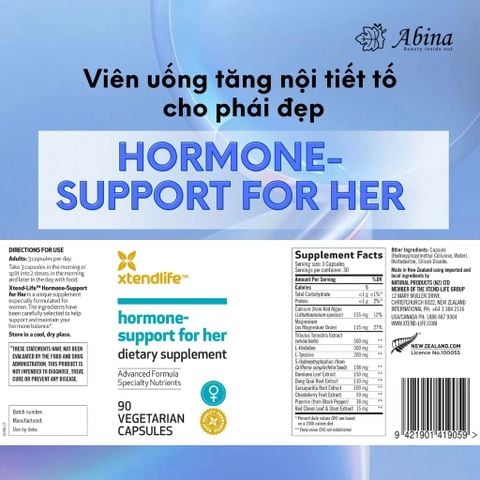 Viên Hormone Support For Her Cân Bằng Nội Tiết Nữ, Cải Thiện Khô Hạn XtendLife