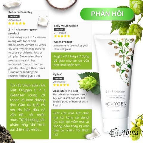 Sữa rửa mặt & Tẩy Tế Bào Chết Cho Da Dầu Mụn Oxygen 2 In 1 Cleanser 200mL