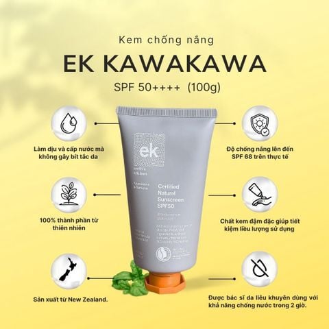 Kem Chống Nắng Thuần Tự Nhiên EK Kawakawa & Tamanu Cấp Ẩm Phục Hồi SPF50 150g