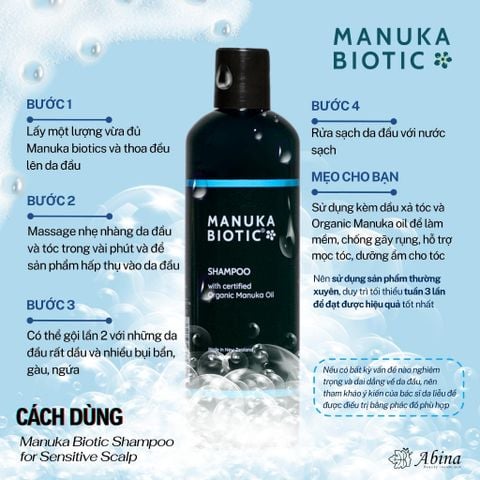Dầu Gội Giảm Gàu Ngứa, Nấm Da Đầu Manuka Biotic Shampoo 300ml