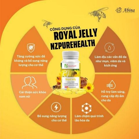 Viên sữa ong chúa New Zealand tăng năng lượng NZPureHealth Royal Jelly 30 viên