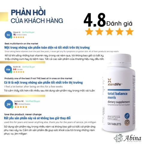 Viên Total Balance Men's Hỗ Trợ Khỏe Nam Giới, Tăng Sinh Lực Xtendlife 77 Vi Chất