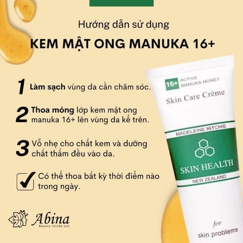 Kem Mật Ong Manuka UMF 16+ Phục Hồi Da Nhiễm Cort, Chàm Madeleine Ritchie 80ml