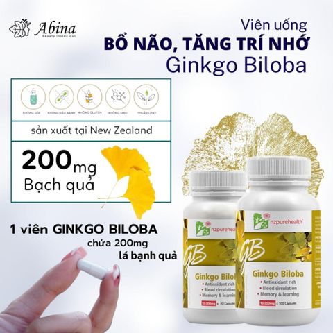 Viên Ginkgo Biloba 10.000mg Bổ Não, Tăng Tuần Hoàn, Hỗ Trợ Ngủ Ngon NZPureHealth