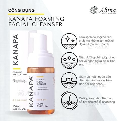 Bọt rửa mặt kiêm tẩy trang & toner Kanapa Foaming Facial Cleanser 100mL