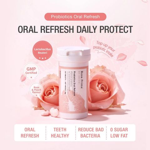 Men Vi Sinh Thơm Miệng Hương Hoa Hồng Unichi Rosa Prima Probiotics 30 Viên