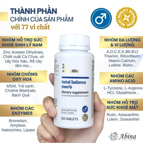Viên Total Balance Men's Hỗ Trợ Khỏe Nam Giới, Tăng Sinh Lực Xtendlife 77 Vi Chất