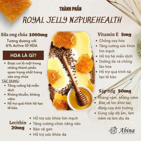 Viên sữa ong chúa New Zealand tăng năng lượng NZPureHealth Royal Jelly 30 viên