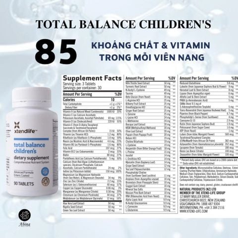 Viên 85 Vi Chất Cho Trẻ Em Xtendlife Total Balance Children's 90 Viên