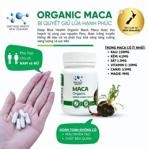 Viên Sâm Maca Peru Organic Hỗ Trợ Sinh Lý Deep Blue Health 60 Viên
