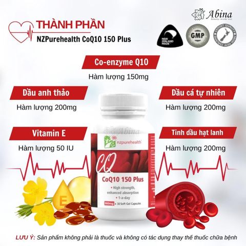 Viên uống Bổ Tim Mạch, chống oxy hóa CoQ10 150 Plus NzPureHealth