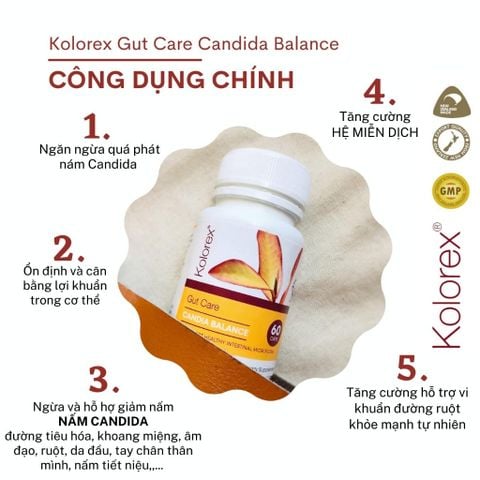 Viên đào thải nấm vùng kín Kolorex Gut Care Candida Balance Dr Chubby