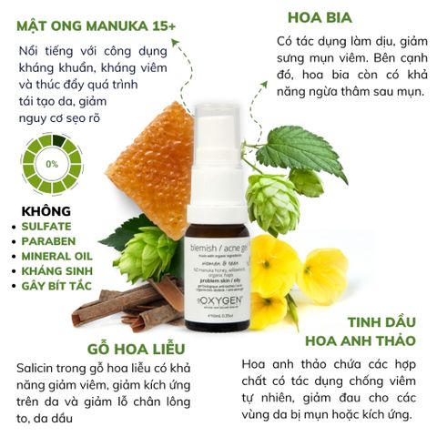 Gel Chấm Mụn Oxygen Blemish Acne Gel Hỗ Trợ Giảm Mụn 10ml