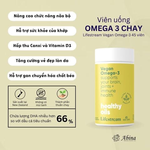 Viên Omega 3 Thuần Chay Từ Tảo Biển Lifestream Vegan Omega 3 45 Viên