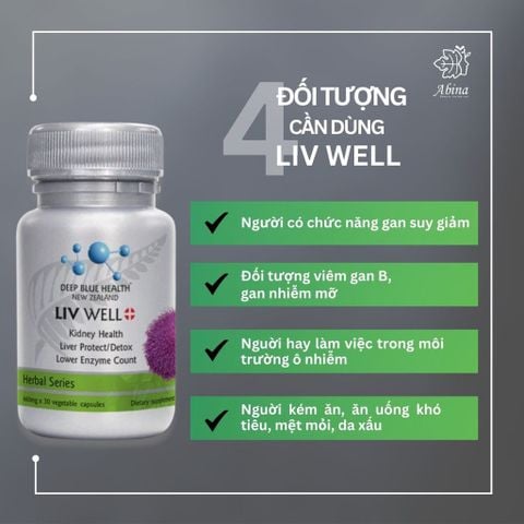 Viên Giải Độc Gan, Mát Gan, Bổ Thận Deep Blue Health Liv Well 30 Viên