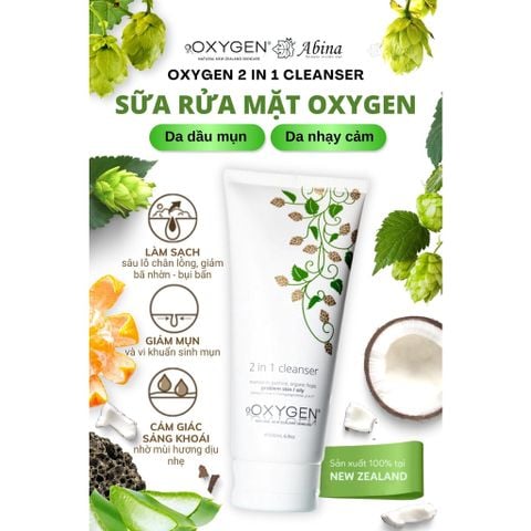 Sữa rửa mặt & Tẩy Tế Bào Chết Cho Da Dầu Mụn Oxygen 2 In 1 Cleanser 200mL