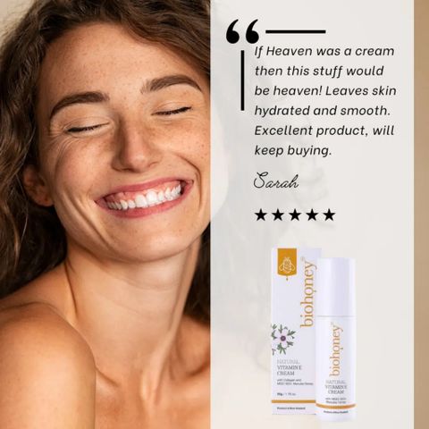 Kem Dưỡng Ẩm Vitamin E & Collagen Mờ Thâm Sáng Da Biohoney Natural Cream 50g