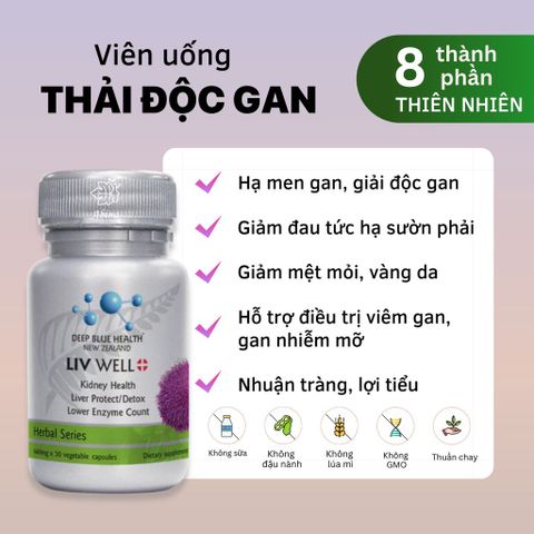 Viên Giải Độc Gan, Mát Gan, Bổ Thận Deep Blue Health Liv Well 30 Viên