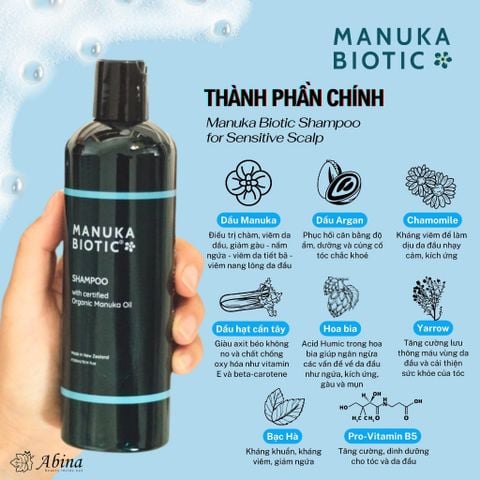 Dầu Gội Giảm Gàu Ngứa, Nấm Da Đầu Manuka Biotic Shampoo 300ml