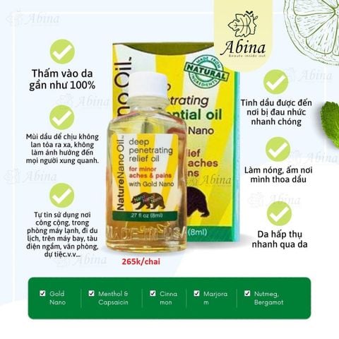 Dầu nóng con gấu công nghệ nano Natural Nano Oil 8ml (Mỹ)