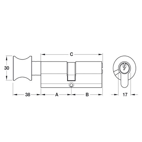 Ruột Khóa Cửa Phòng 60mm Hafele 916.96.307