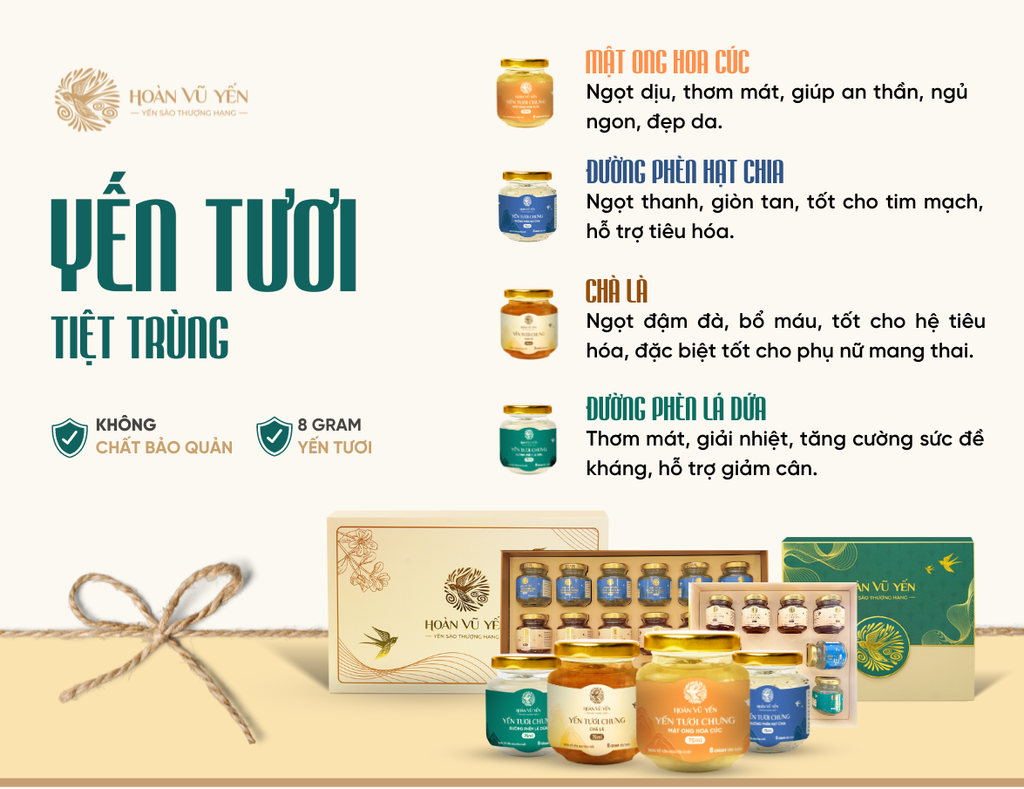 Set 10 Hũ Yến Tươi Tiệt Trùng Cao Cấp - Hoàn Vũ Yến