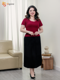  Áo Thun tăm cộc tay cổ đáp ren nơ 