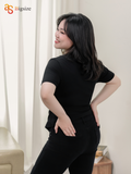  Áo Cotton Cổ tim vạt chéo 