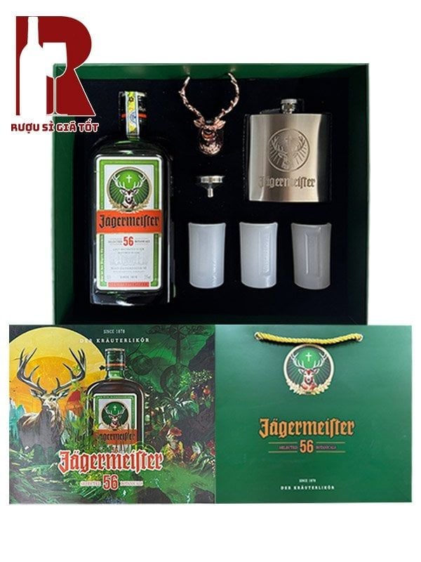 Hộp Quà Jagermeister Kèm Ly & Bình Nhôm – Ruợu Thảo Mộc