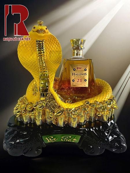 Rượu Rắn Halliwis 21 Kèm Kệ Lộc Phát - Rượu Linh Vật