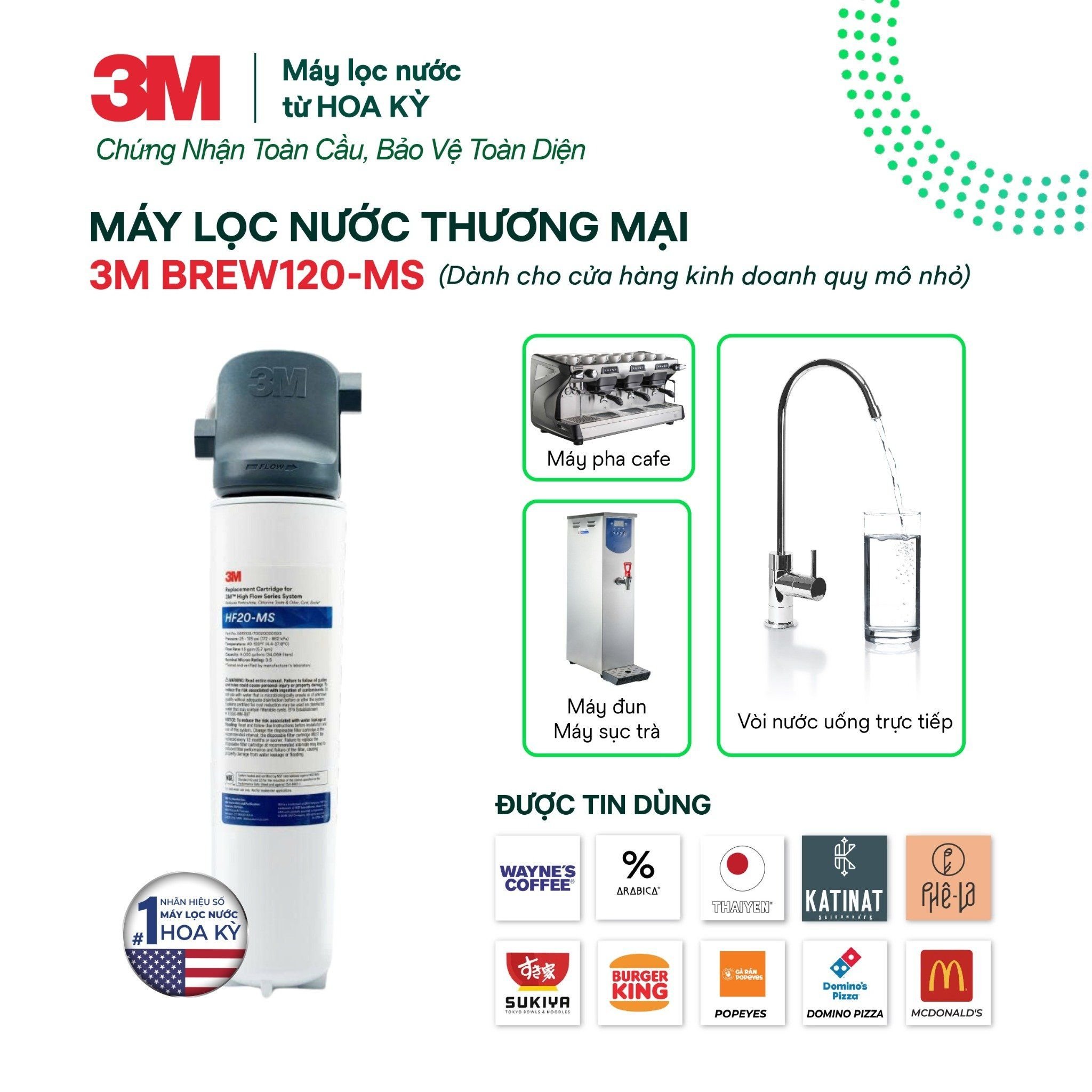  Máy Lọc Nước Công Suất Lớn Dành Cho Thương Mại 3M BREW120-MS 