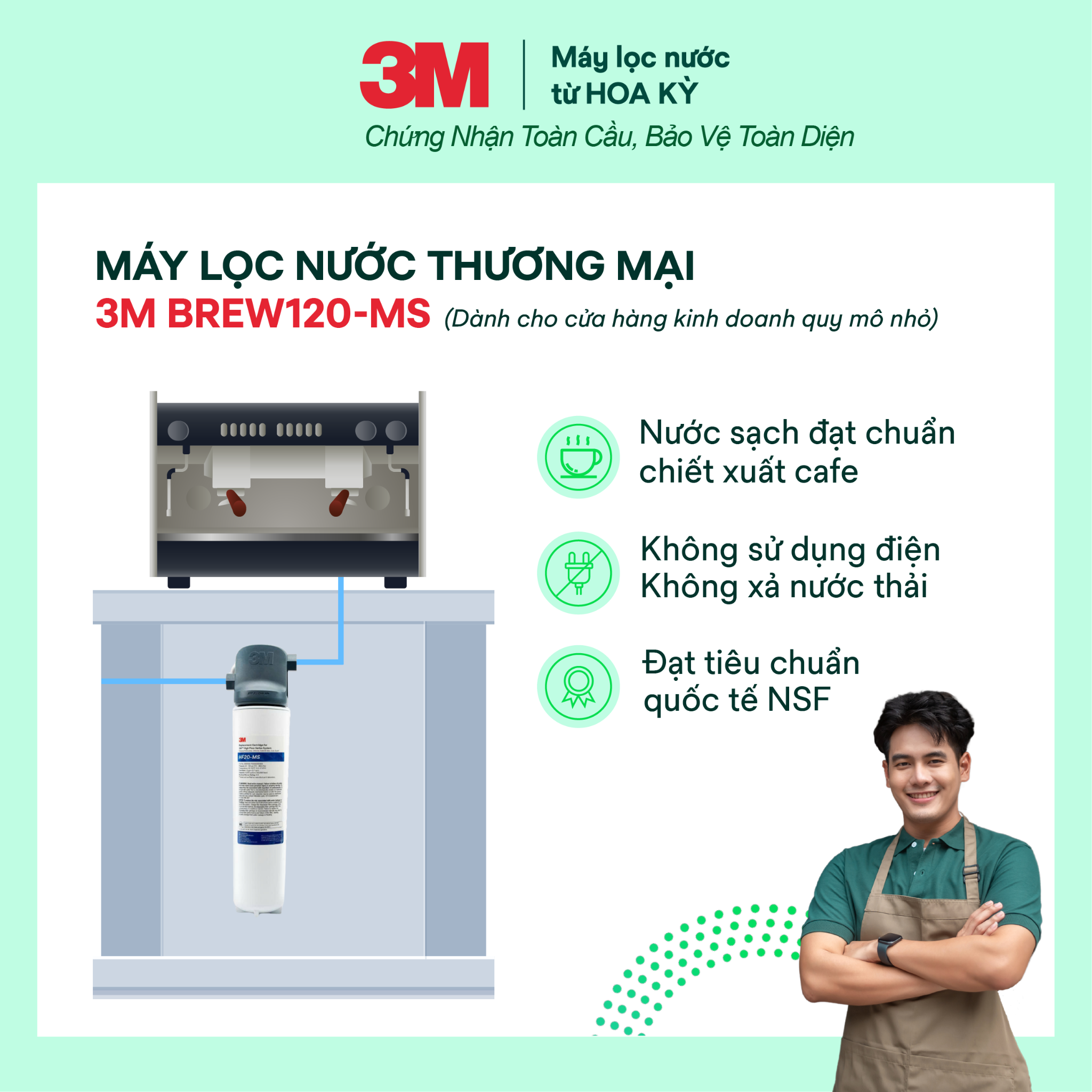  Máy Lọc Nước Công Suất Lớn Dành Cho Thương Mại 3M BREW120-MS 