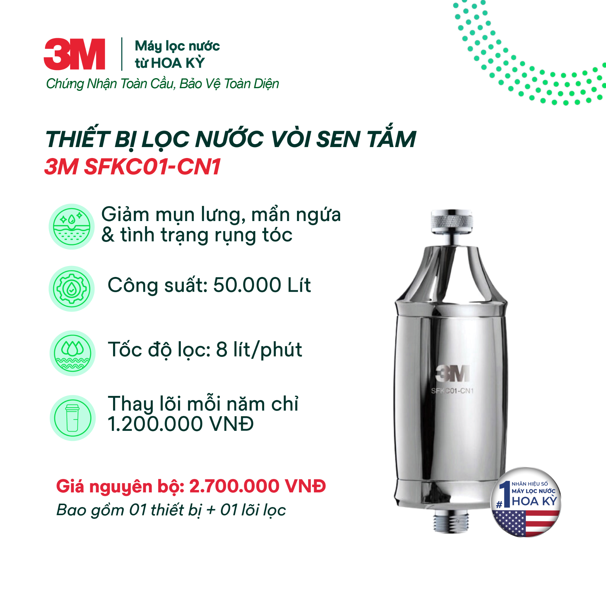  Thiết Bị Lọc Sen Tắm 3M SFKC01-CN1 
