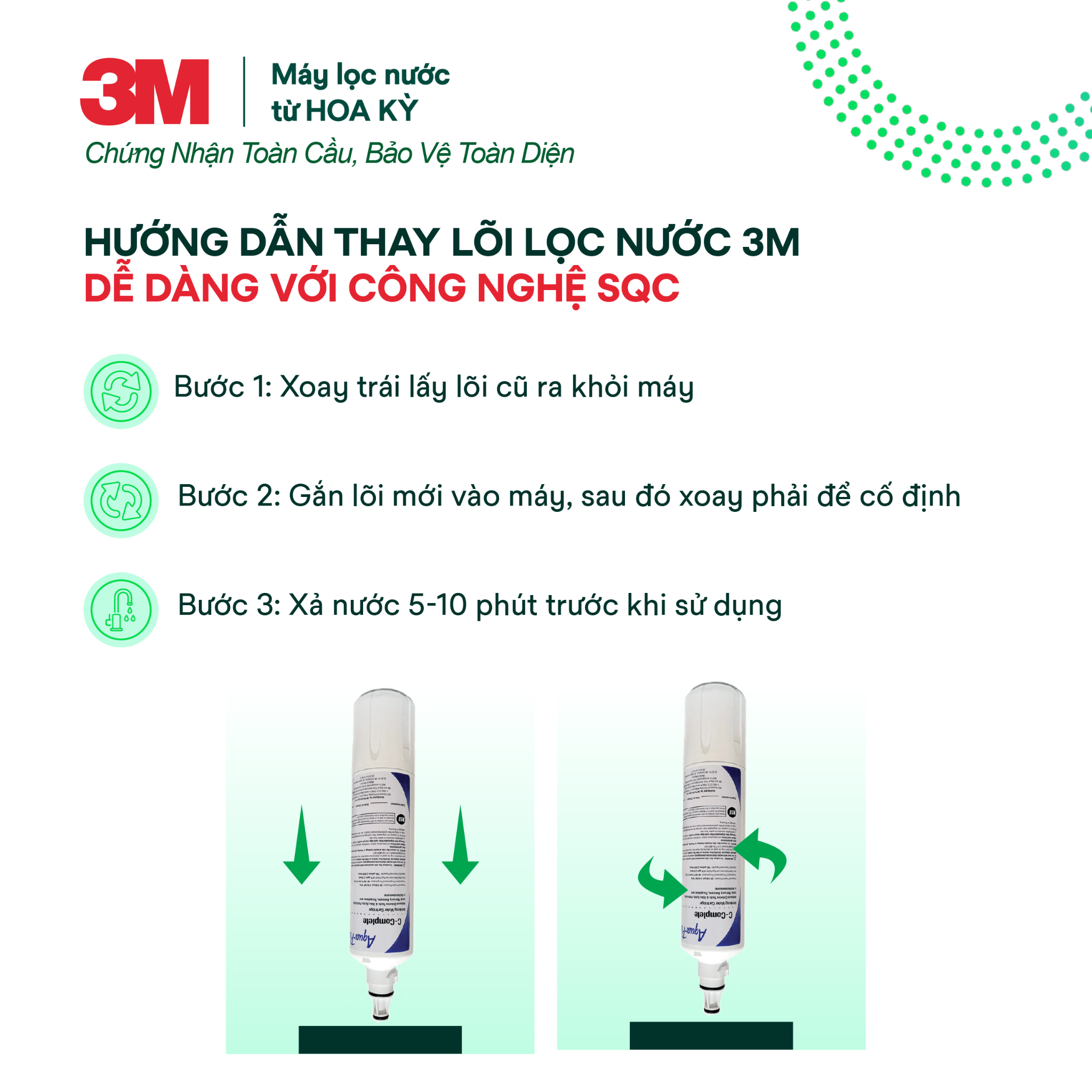  Lõi Thay Cho Máy Lọc Nước Để Bàn 3M CTM-02 (Mã Lõi C-Complete) 