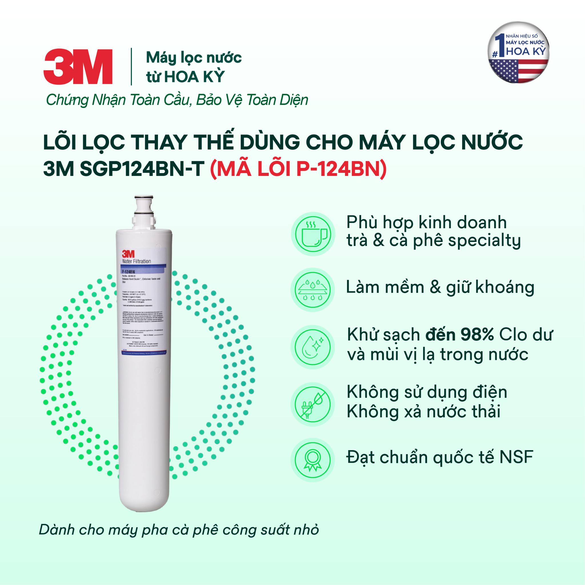  Lõi Lọc Thay Thế Cho Máy Lọc Nước 3M SGP124BN-T (Mã lõi P-124BN) 