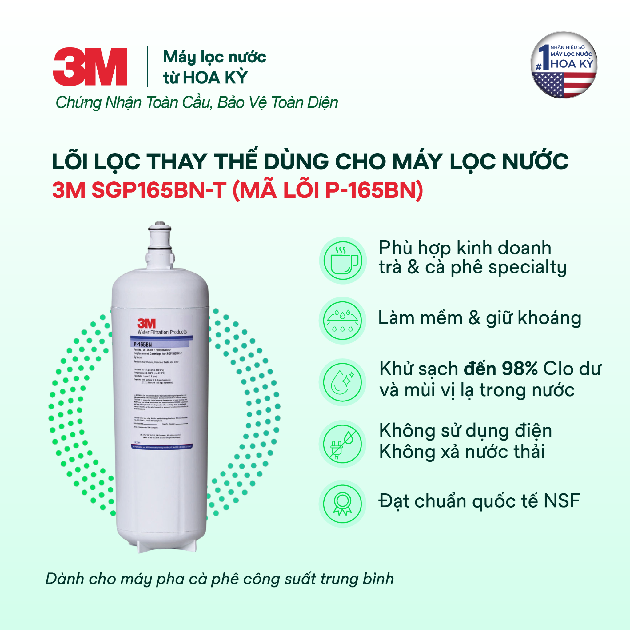  Lõi Lọc Thay Thế Cho Máy Lọc Nước 3M SGP165BN-T (Mã Lõi P-165BN) 