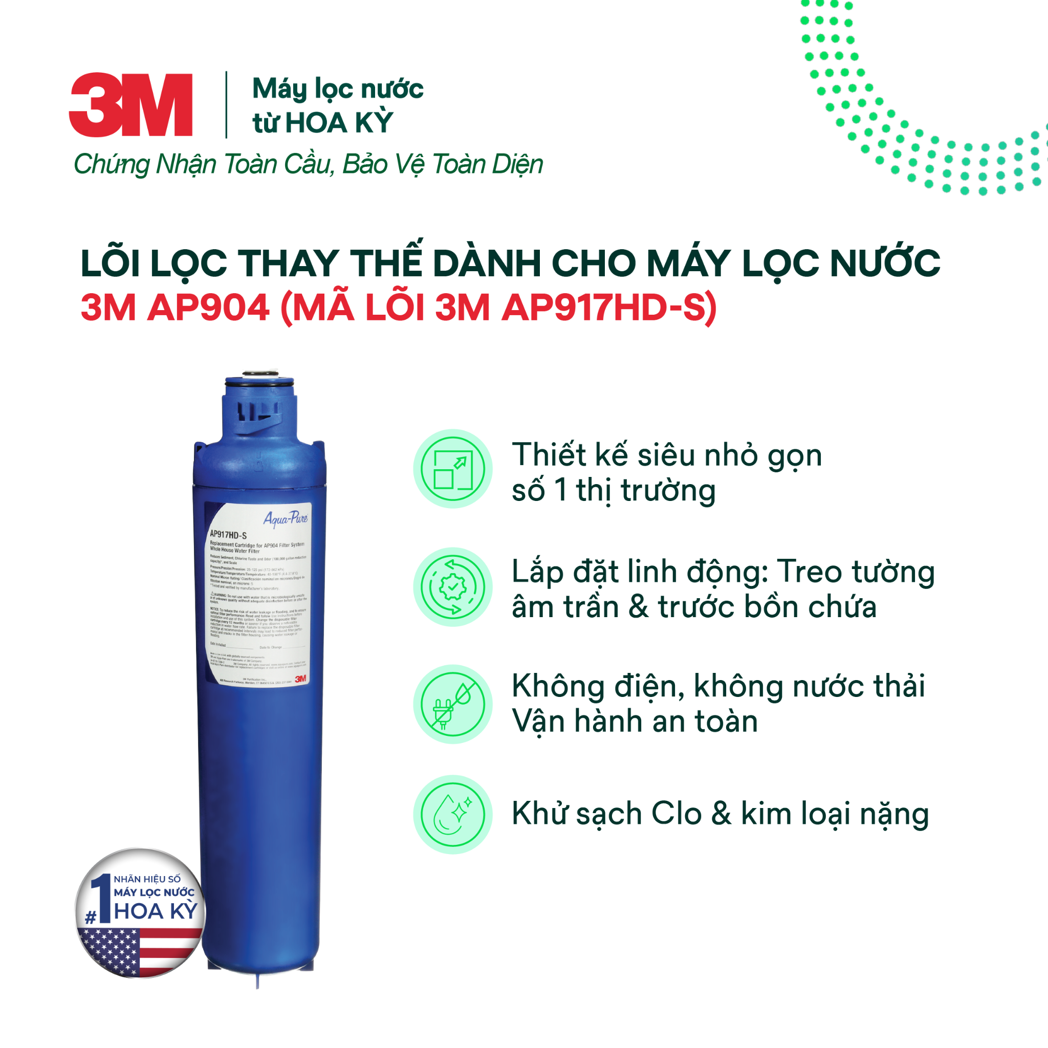  Lõi Thay Thế Cho Máy Lọc Nước Tổng Đầu Nguồn 3M AP904 (Mã AP917HD-S) 