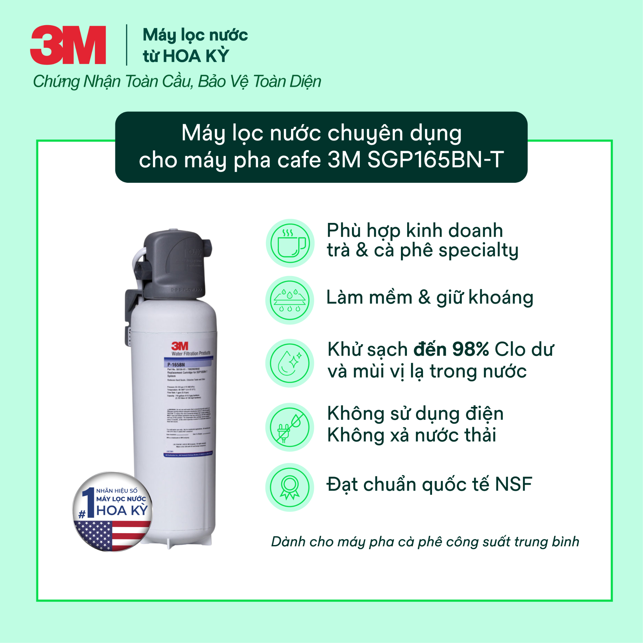  Máy Lọc Nước Chuyên Dụng Cho Máy Pha Cà Phê 3M SGP165BN-T 
