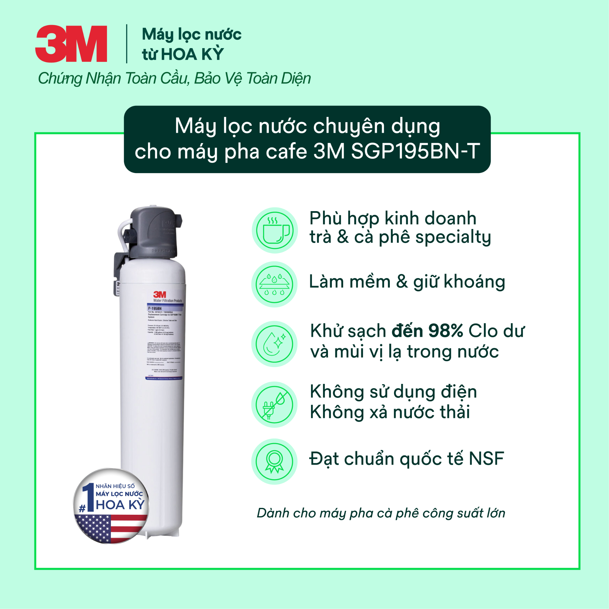  Máy Lọc Nước Chuyên Dụng Cho Máy Pha Cà Phê 3M SGP195BN-T 