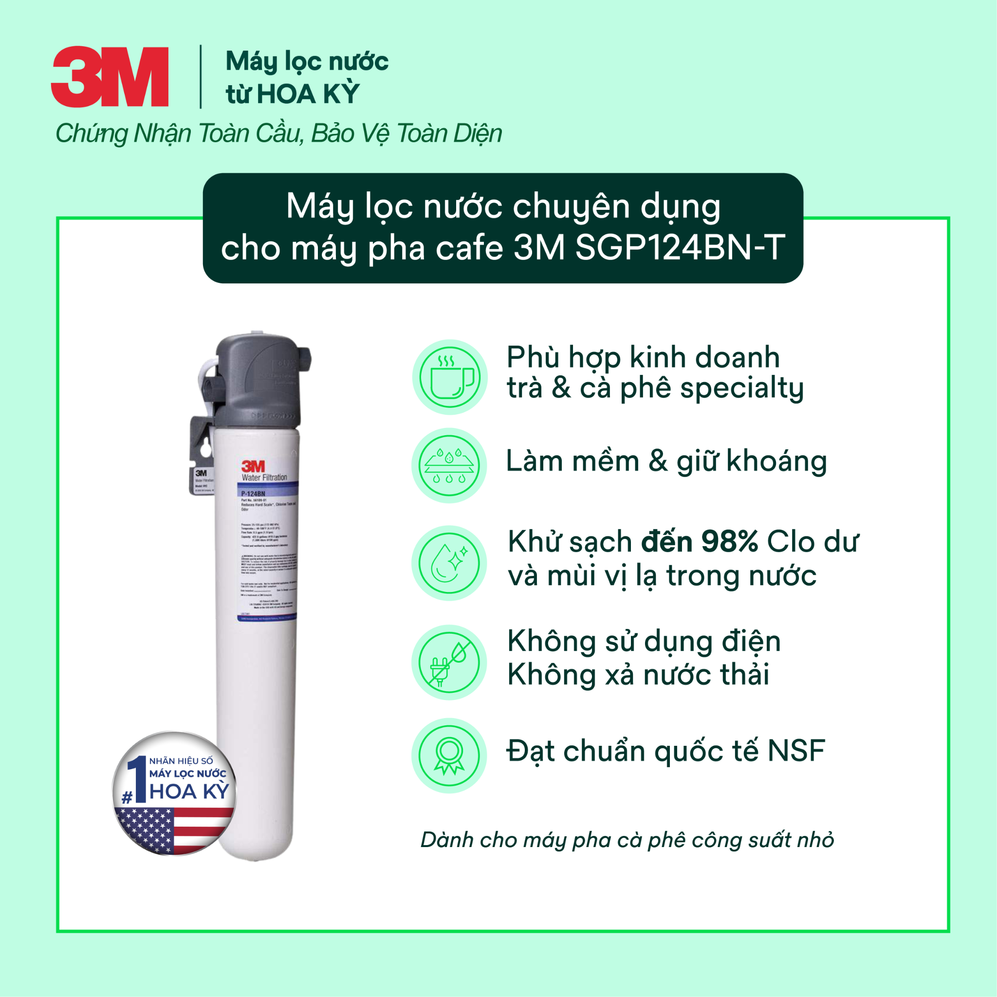 Máy Lọc Nước Chuyên Dụng Cho Máy Pha Cà Phê 3M SGP124BN-T 
