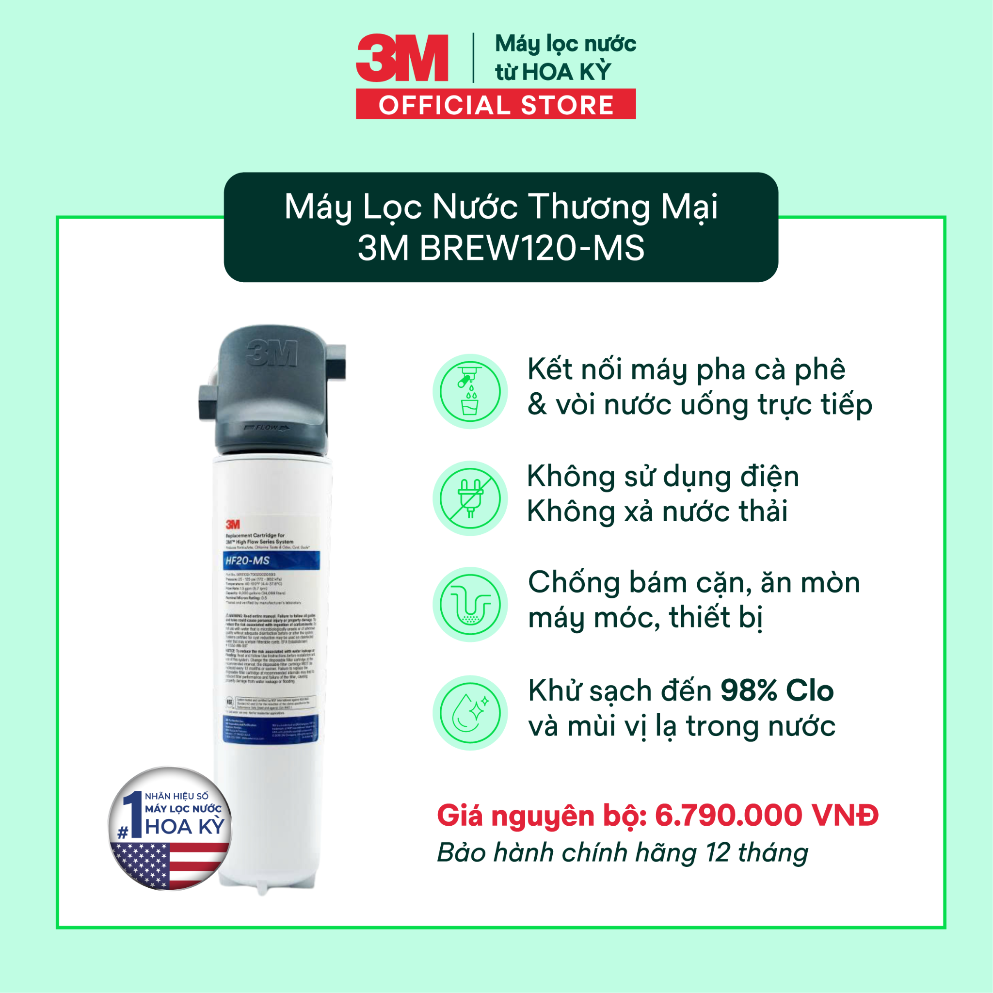  Máy Lọc Nước Công Suất Lớn Dành Cho Thương Mại 3M BREW120-MS 
