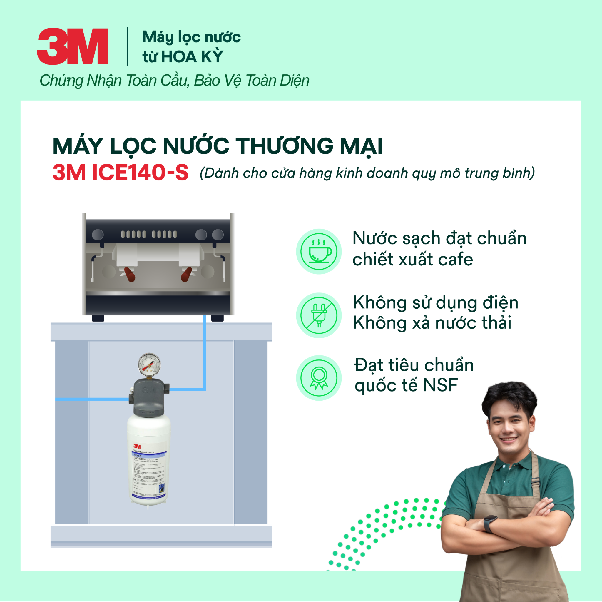  Máy Lọc Nước Công Suất Lớn Dành Cho Nhà Hàng, Quán Cà Phê 3M ICE140-S 