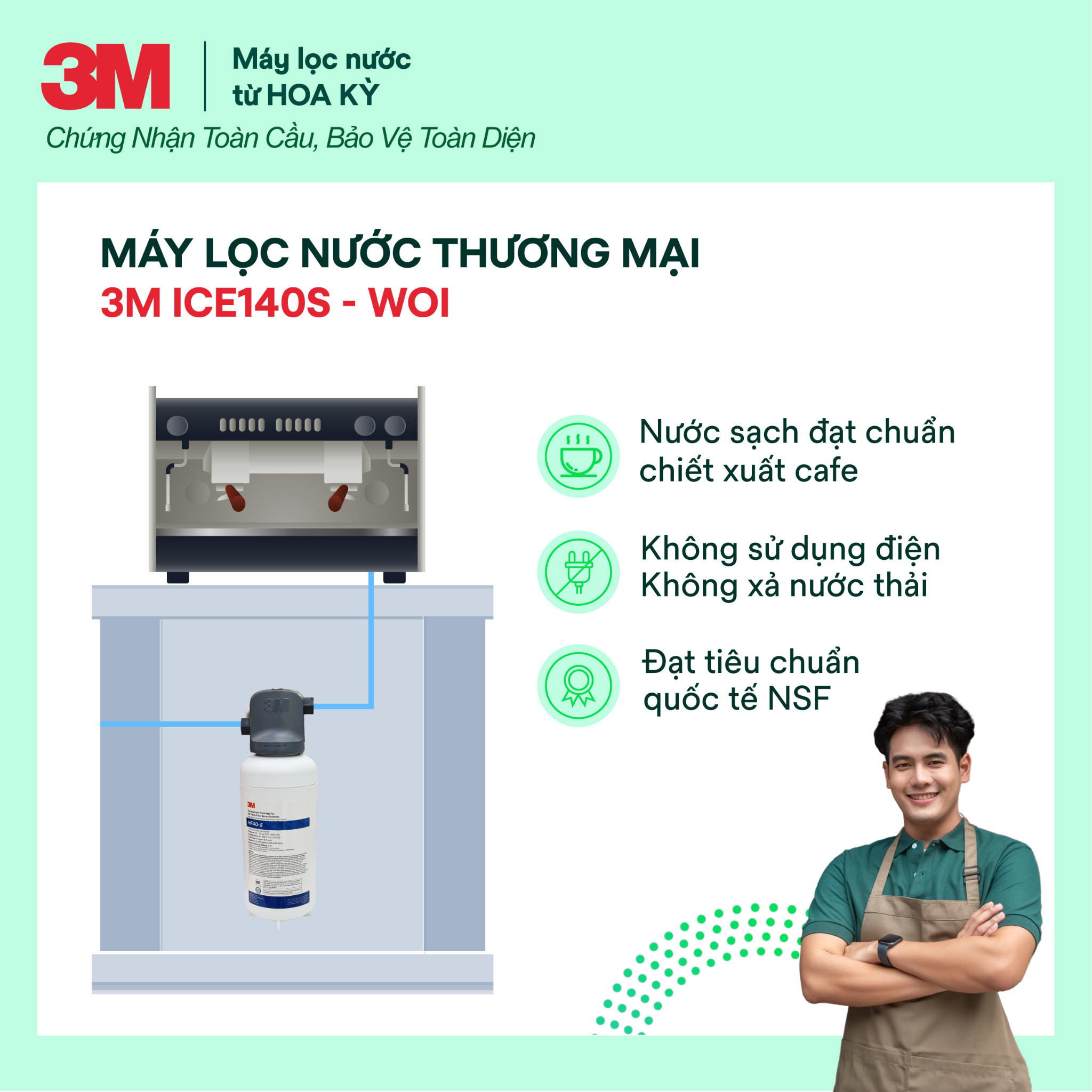 Máy Lọc Nước Công Suất Lớn Dành Cho Nhà Hàng, Quán Cà Phê 3M ICE140S-WOI 