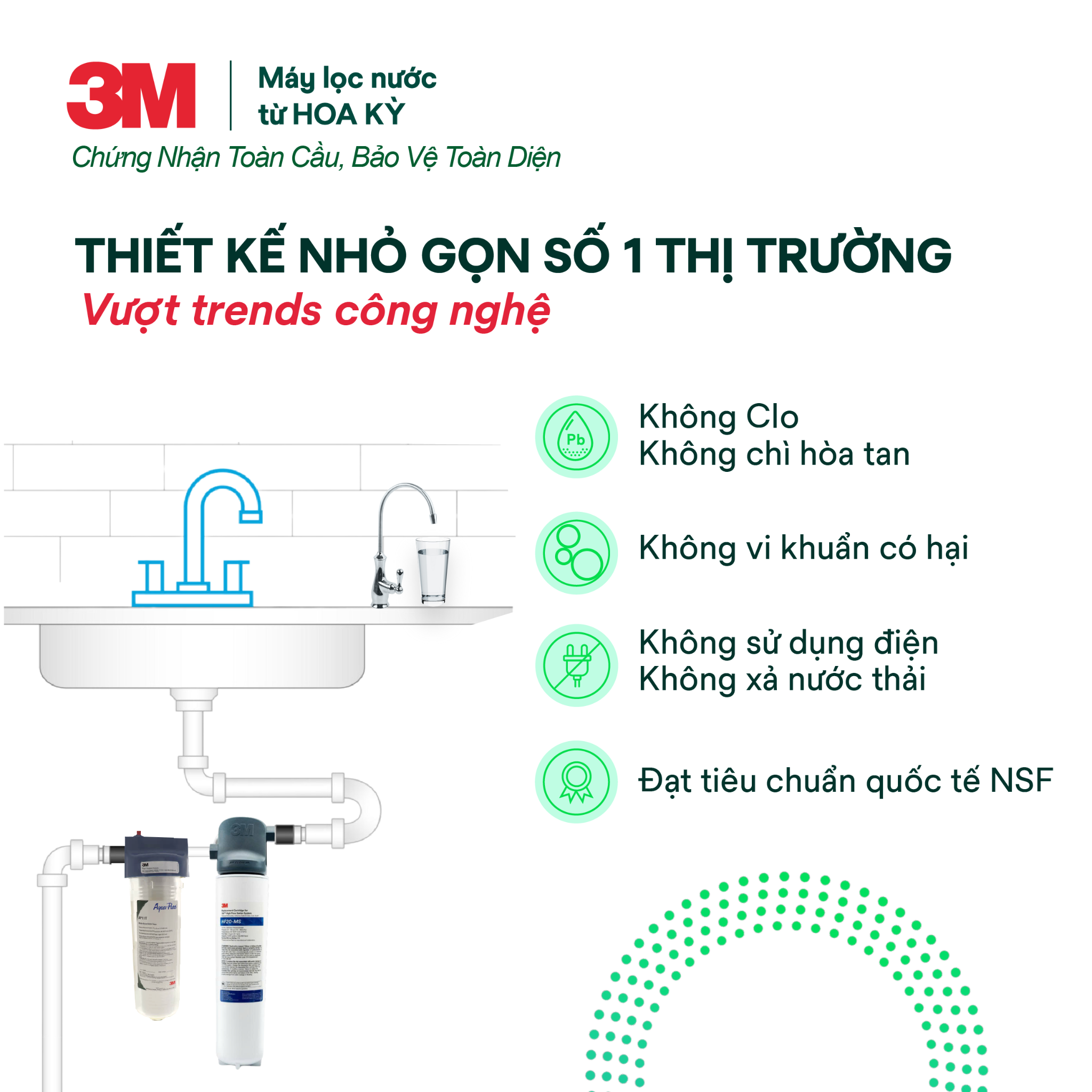  Bộ Sản Phẩm Máy Lọc Nước Lắp Dưới Bồn Rửa 3M BREW120-MS Kèm Lọc Thô Cao Cấp 