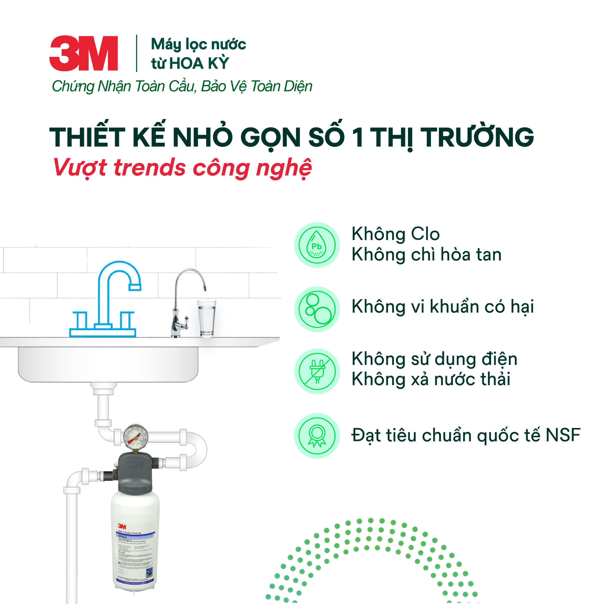 Máy Lọc Nước Lắp Dưới Bồn Rửa 3M ICE140-S Kèm Vòi 3M 