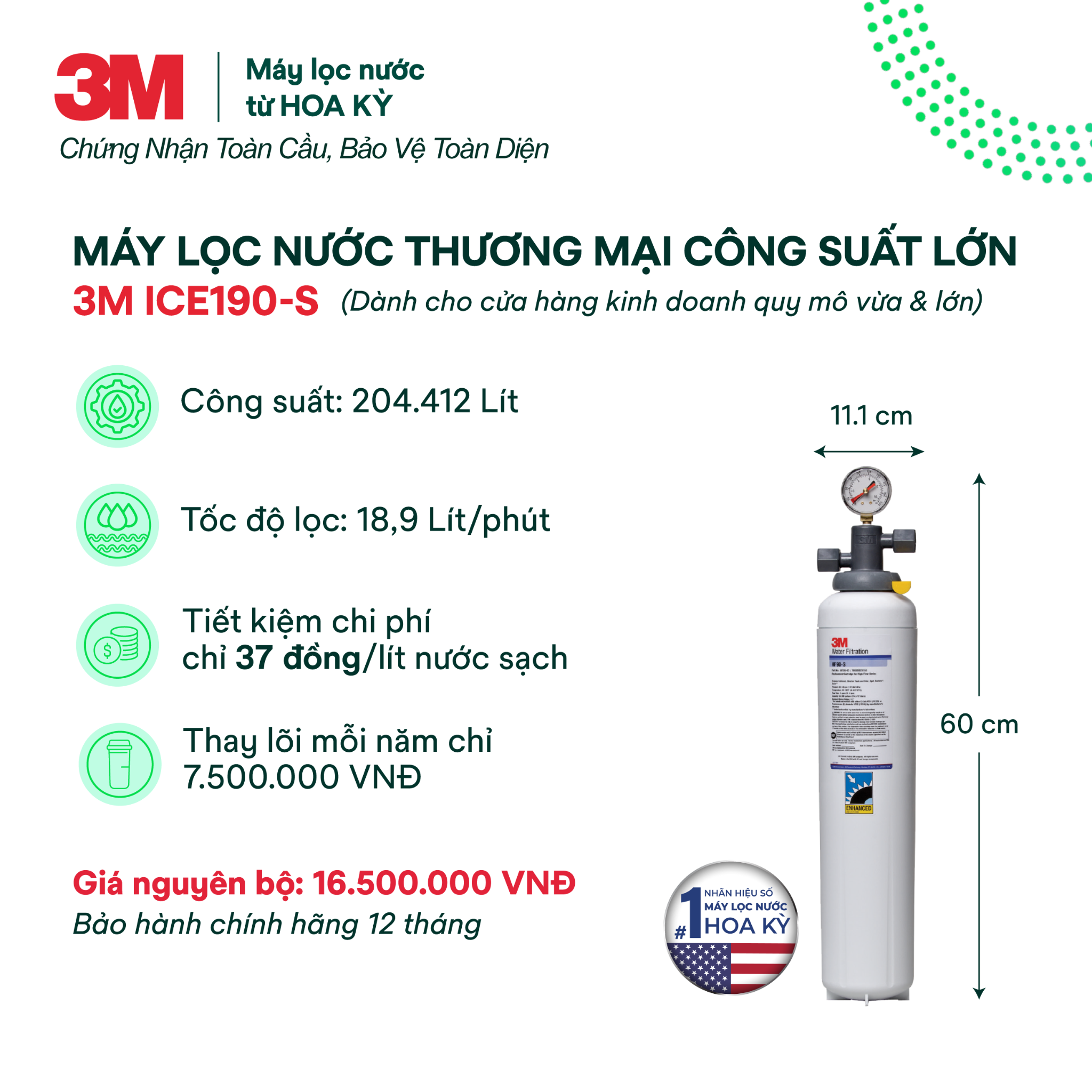  Máy Lọc Nước Công Suất Lớn Dành Cho Thương Mại 3M ICE190-S 