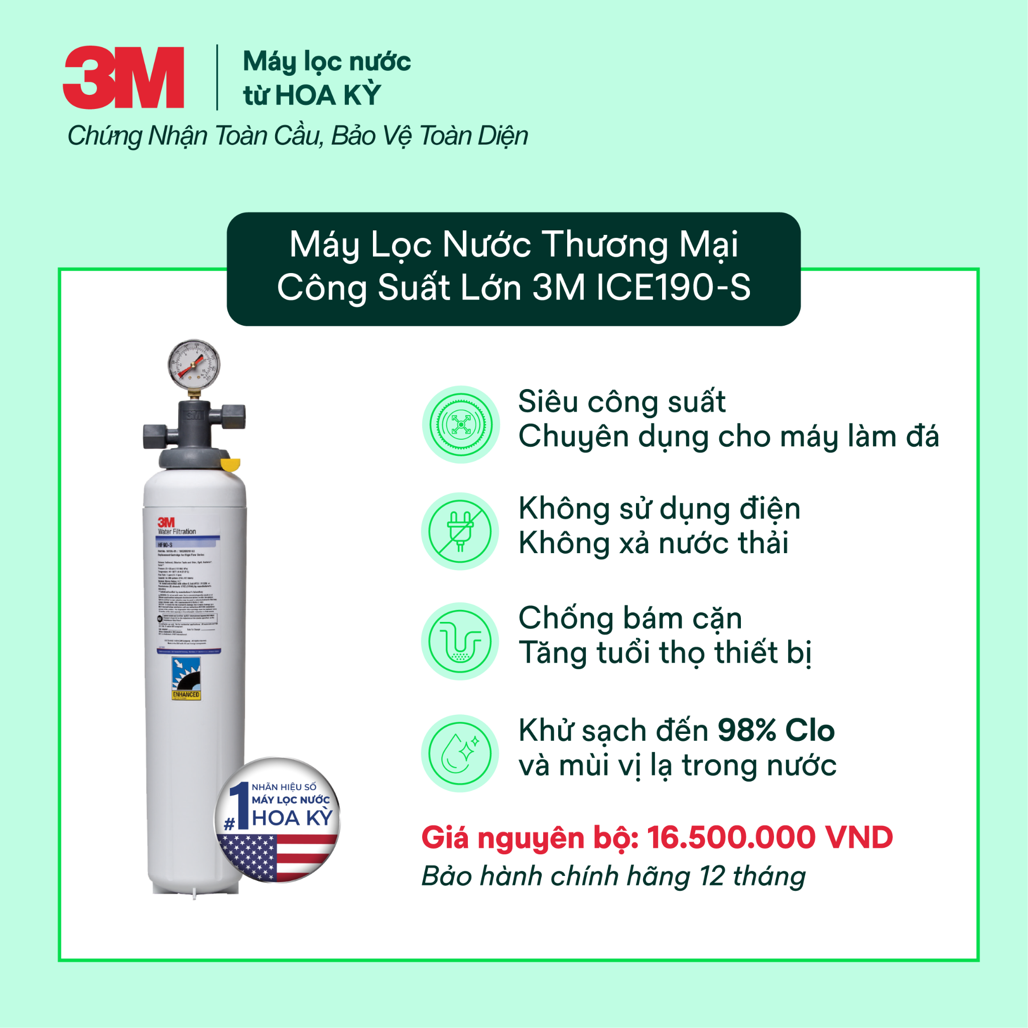  Máy Lọc Nước Công Suất Lớn Dành Cho Thương Mại 3M ICE190-S 