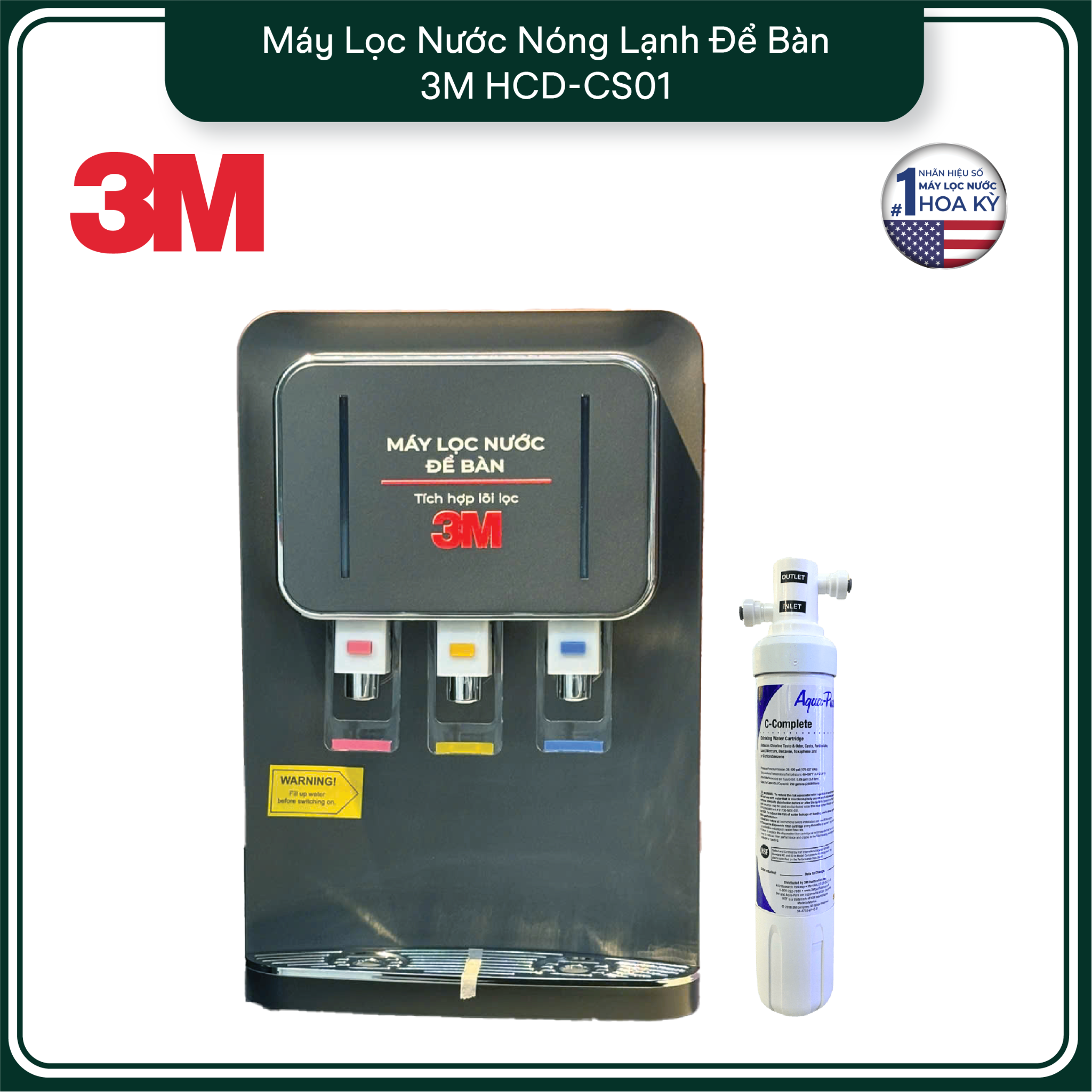  Máy Lọc Nước Nóng Lạnh Để Bàn 3M HCD-CS01 