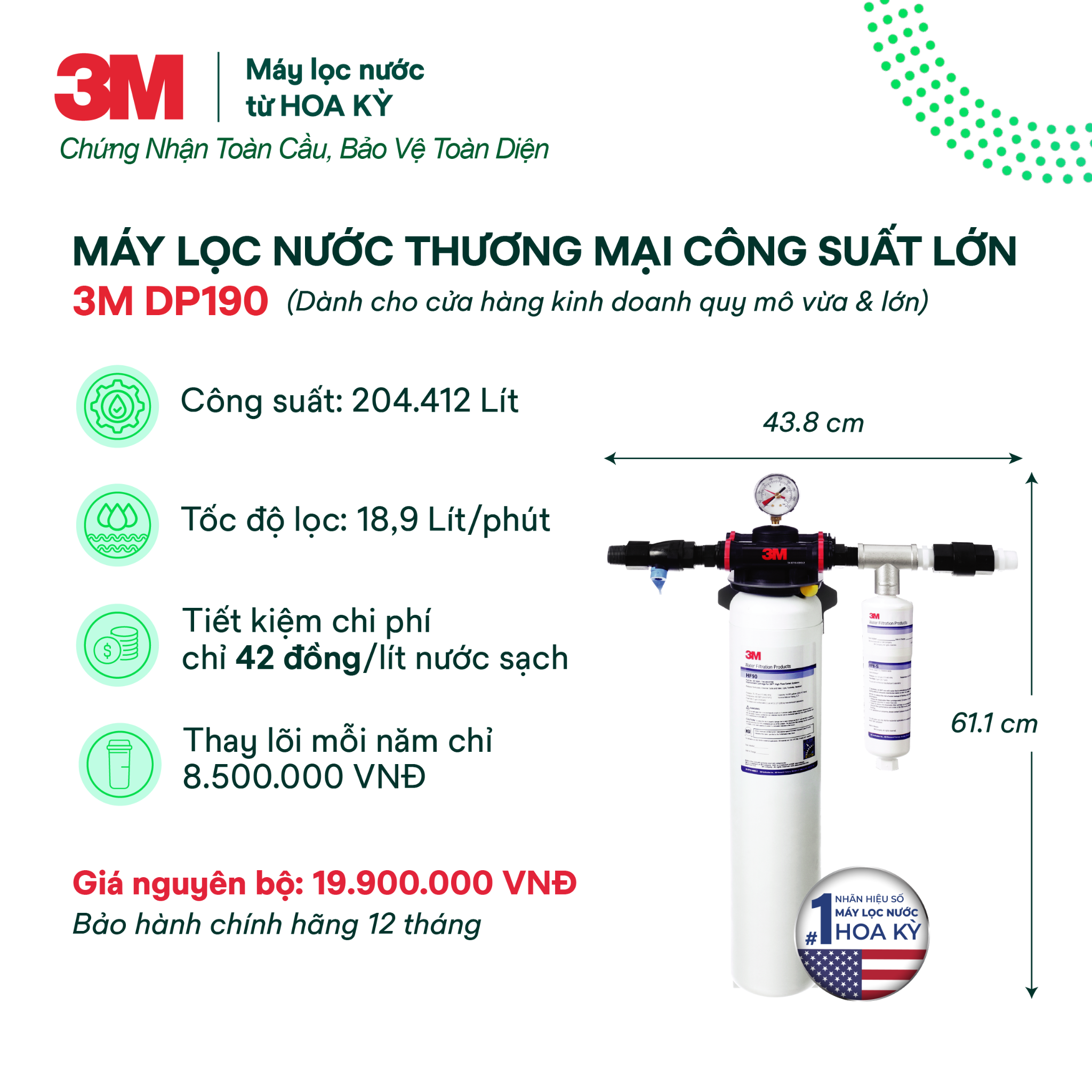  Máy Lọc Nước Công Suất Lớn Dành Cho Thương Mại 3M DP190 
