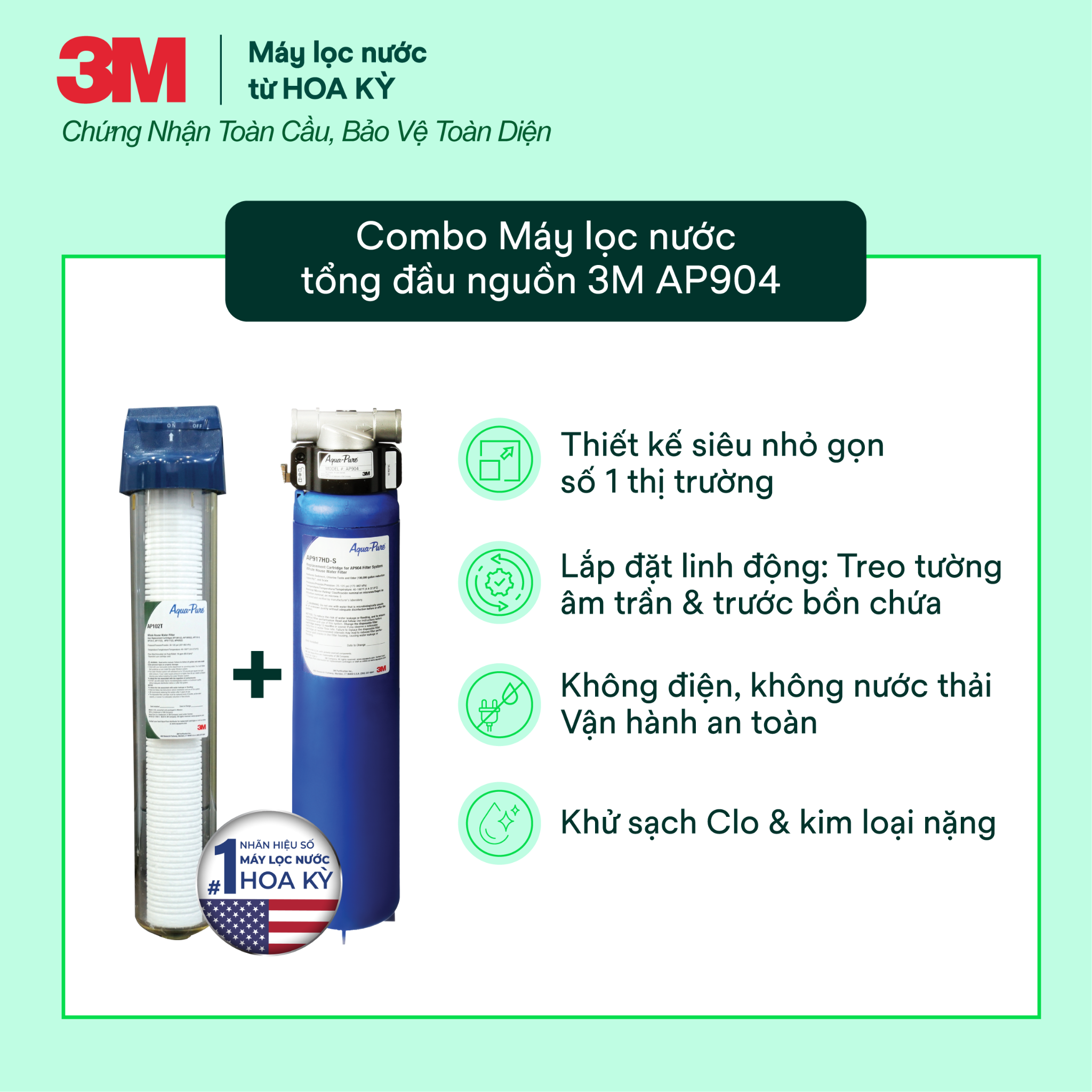  Máy Lọc Nước Tổng Đầu Nguồn 3M AP904 Kèm Lọc Thô 3M Cao Cấp 